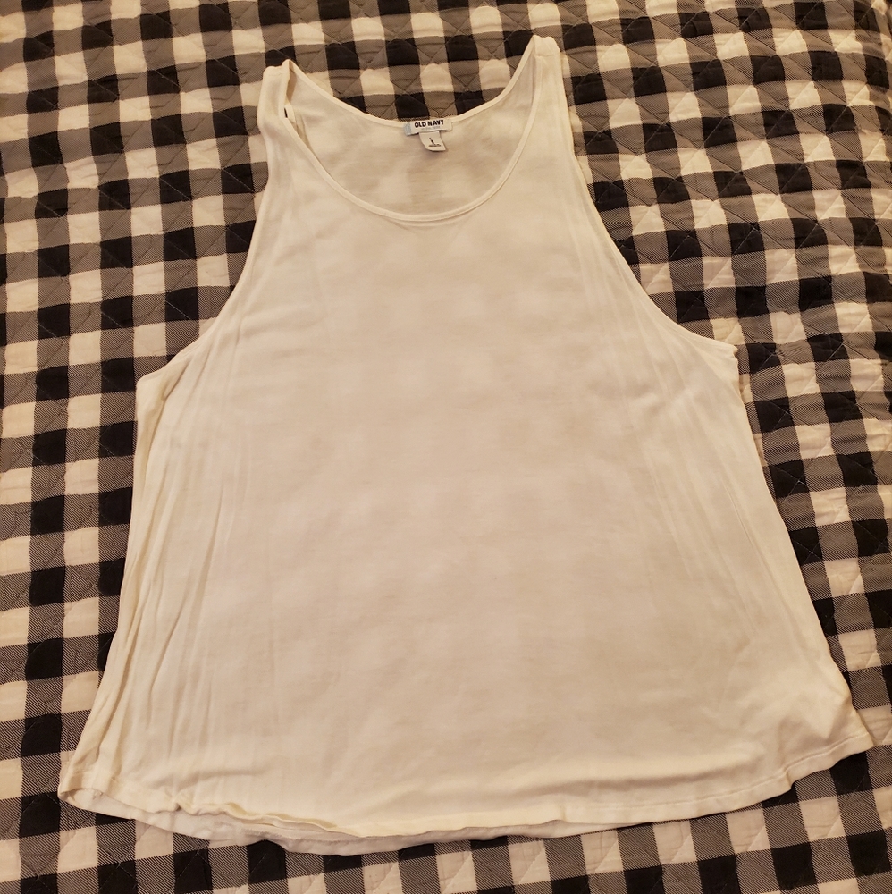 Old Navy Large White Rayon Sheer Tank